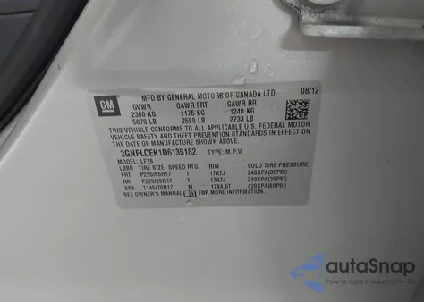 2013 Chevrolet Equinox Ls z USA, uszkodzony, nr VIN 2GNFLCEK1D6135182